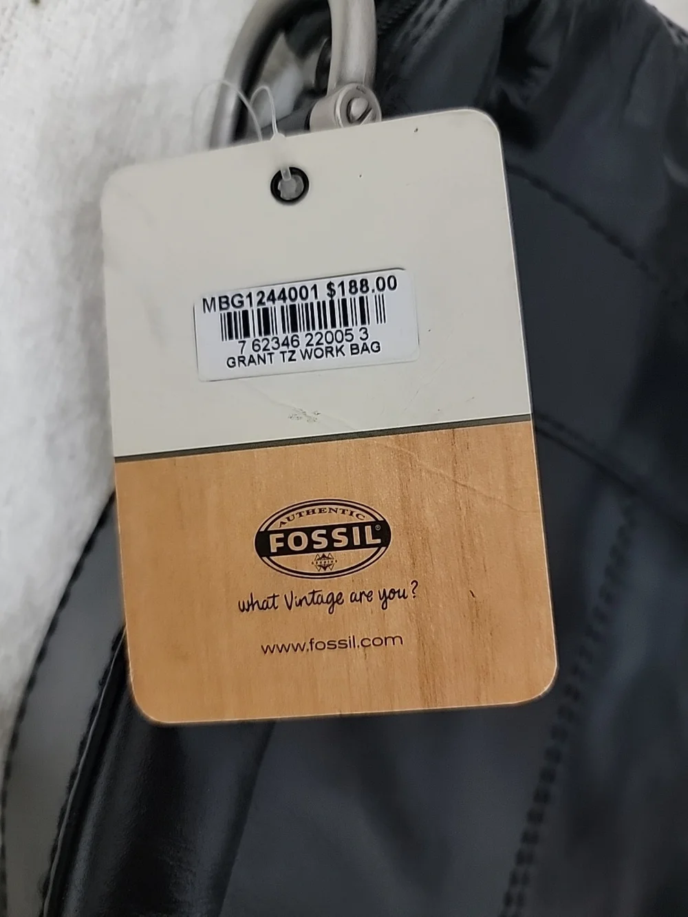 Fossil Black Leather Briefcase with Top Handles